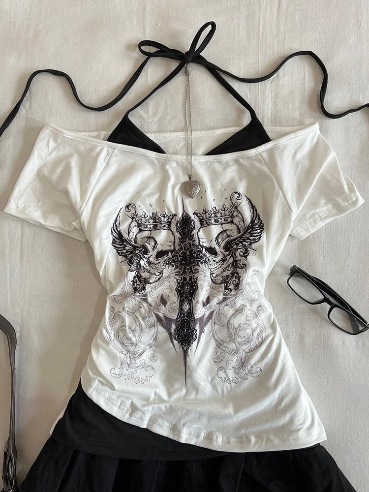 retro goth two-piece white shirt