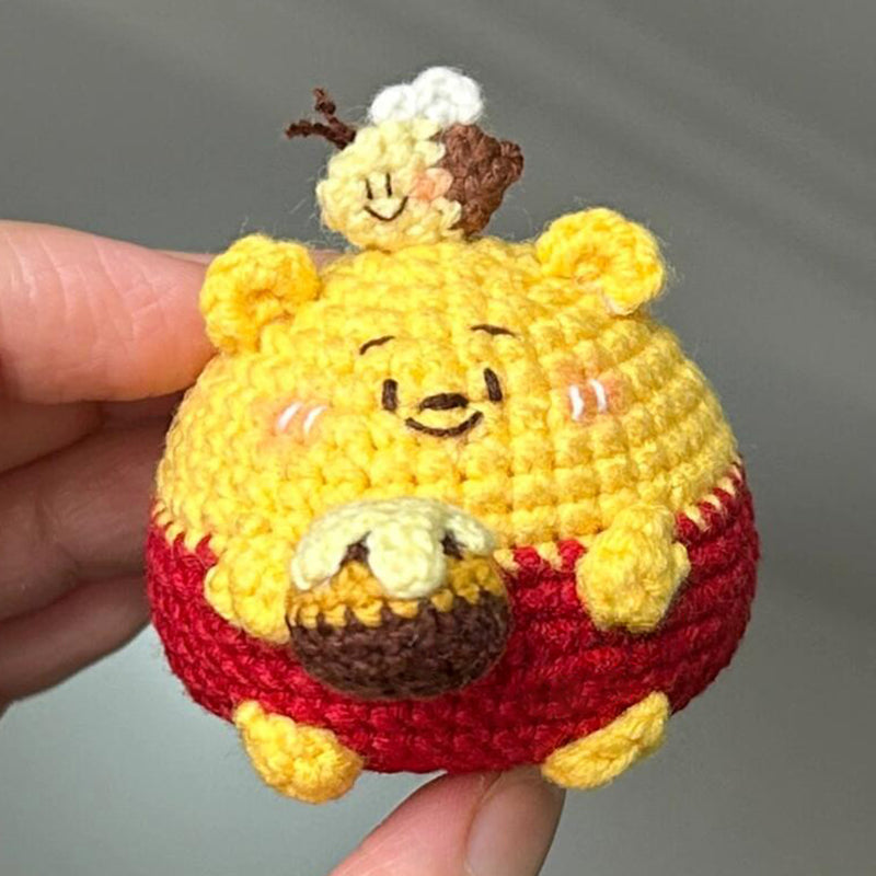 diy wool Mini kitty cat flowerpot keychain