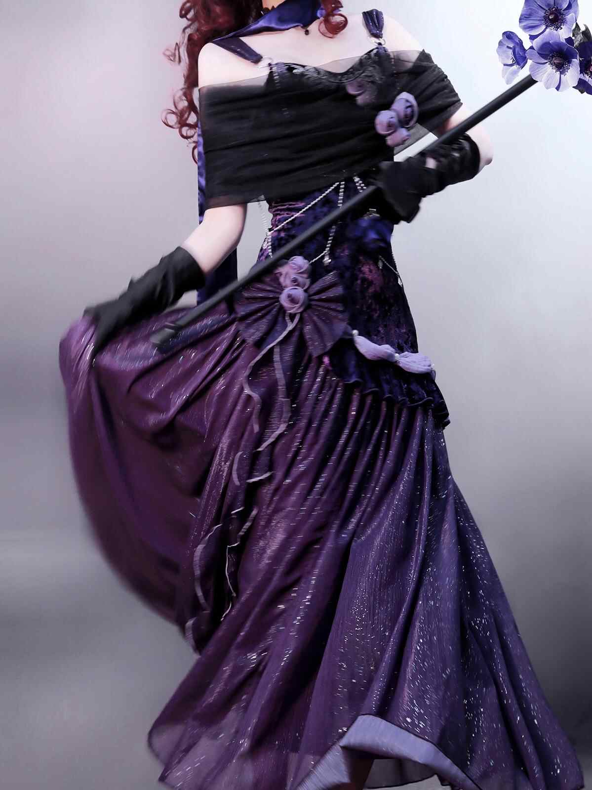 Purple Velvet Fishtail Dress