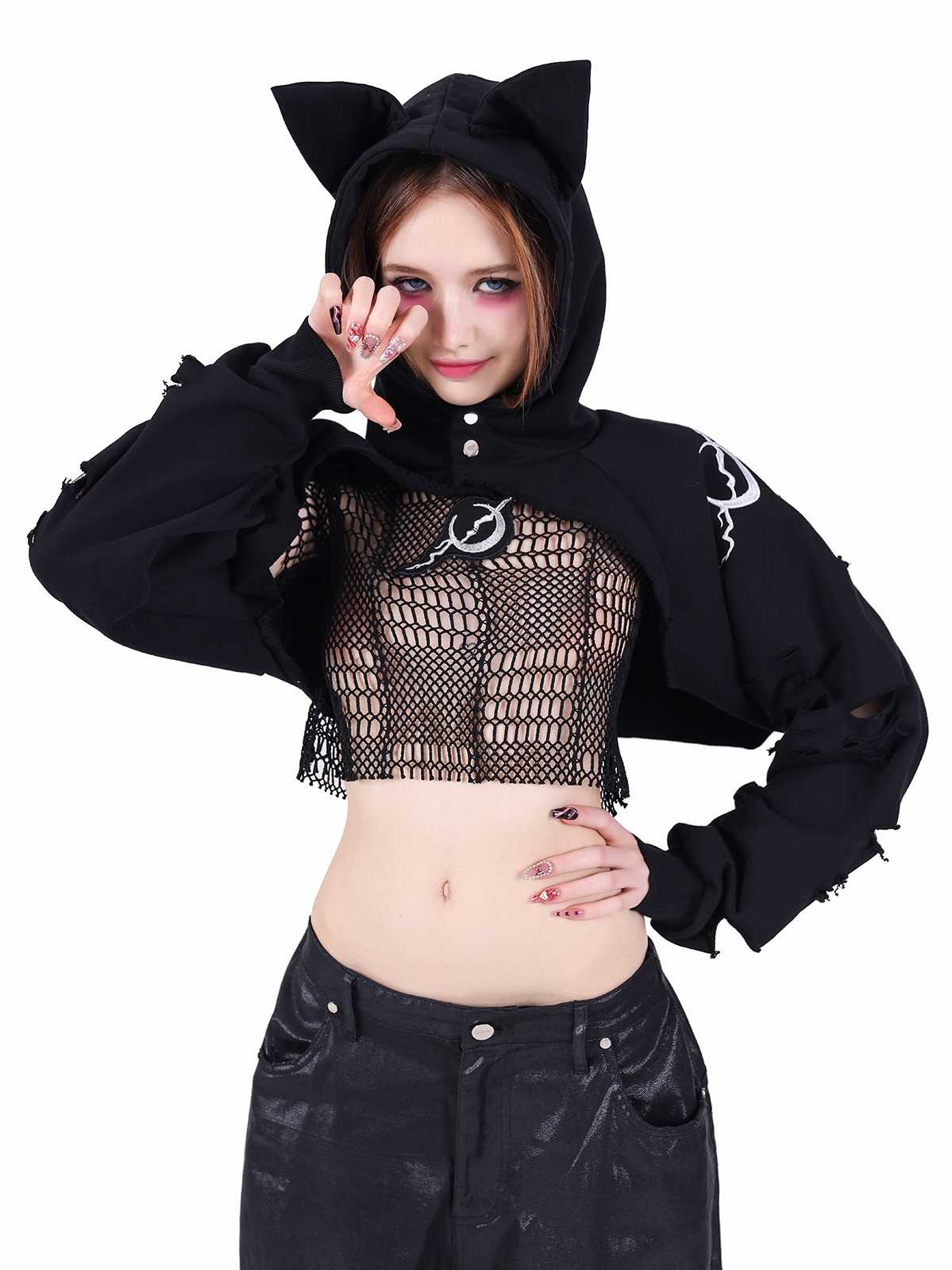 Y2K Kawaii Hooded Shawl Sweatshirt