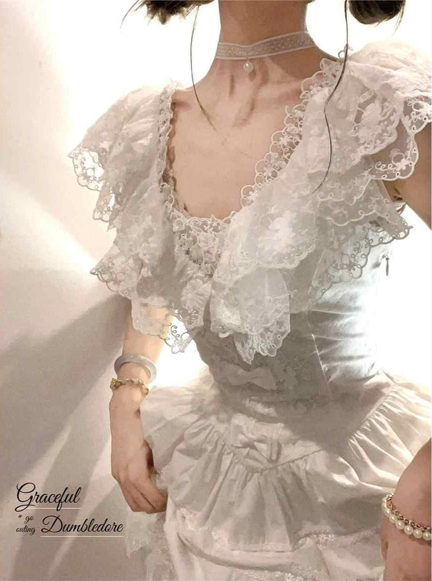 Princess Lace V-neck Cake Dress