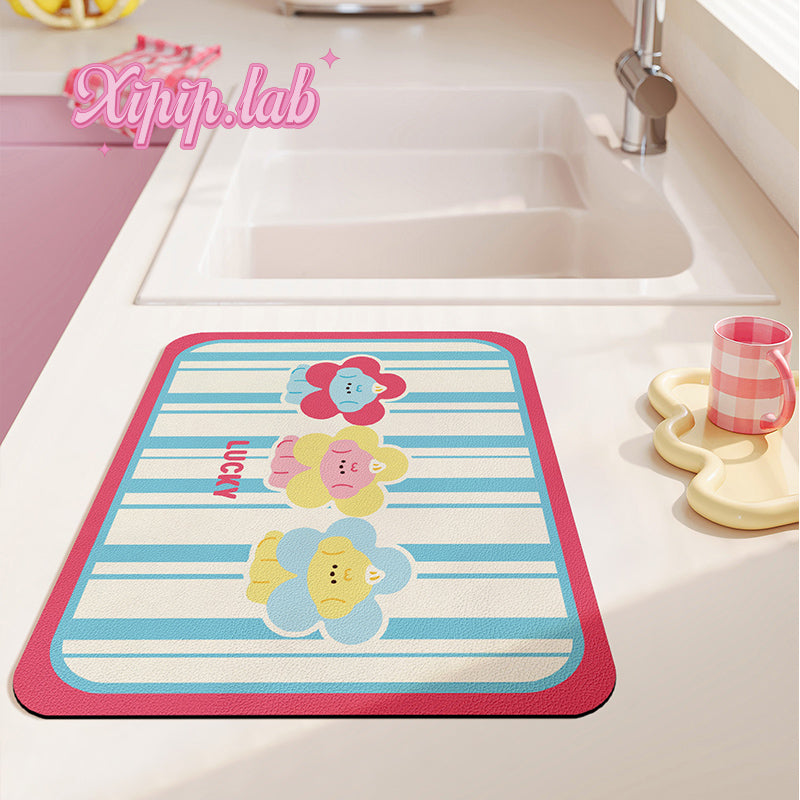 cute cartoon bar Kitchen countertop drain mat