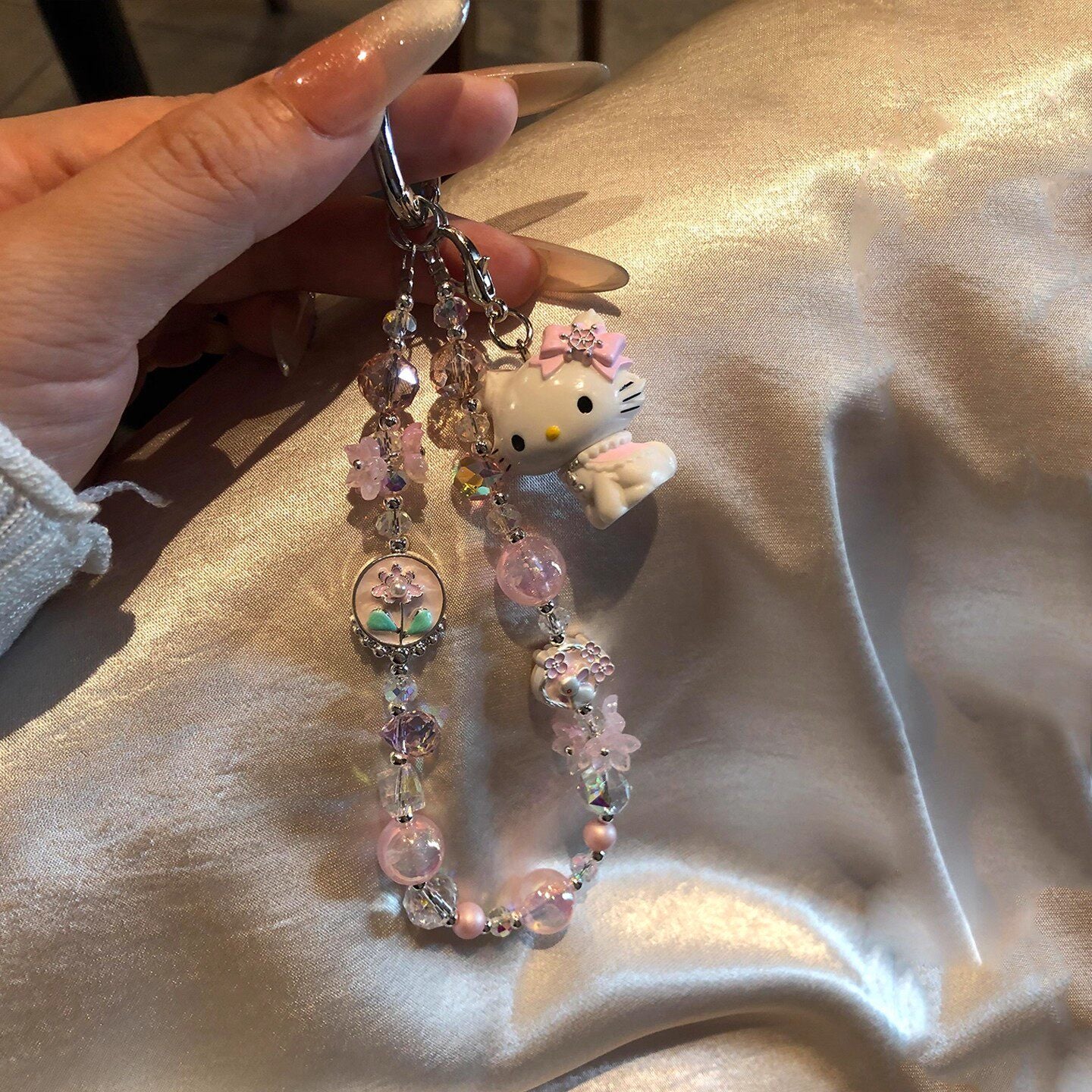 kawaii kitty beaded keychain