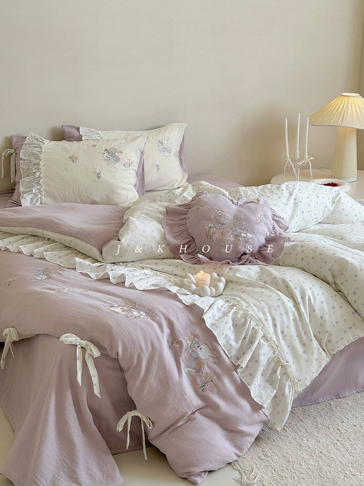 French girly cotton bed sheets four-piece set