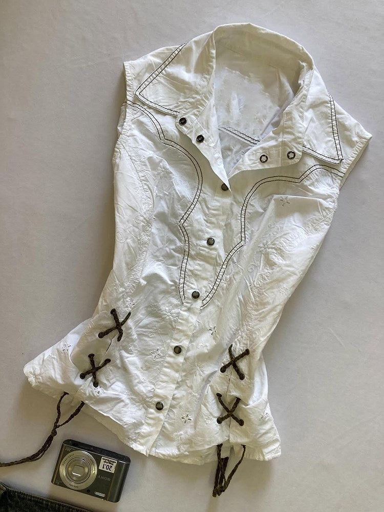 retro sleeveless straps shirt