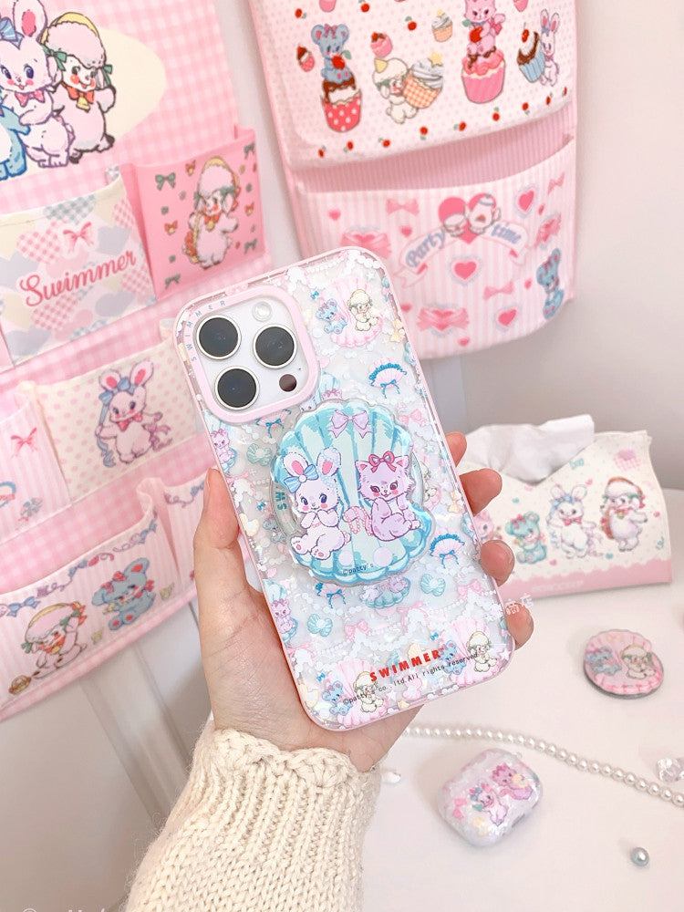 kawaii shell pattern magnetic phone case