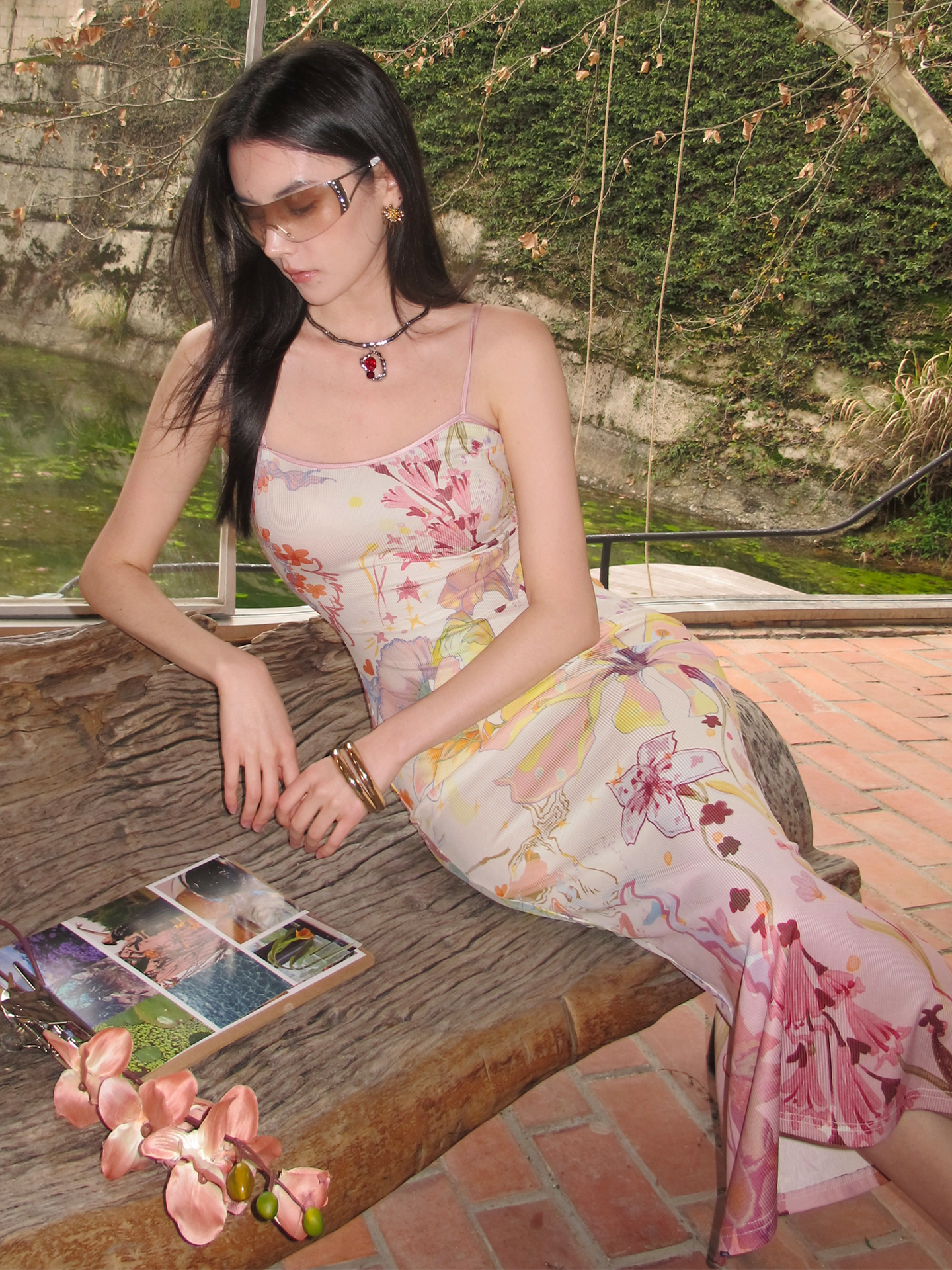 spring flower cheongsam dress