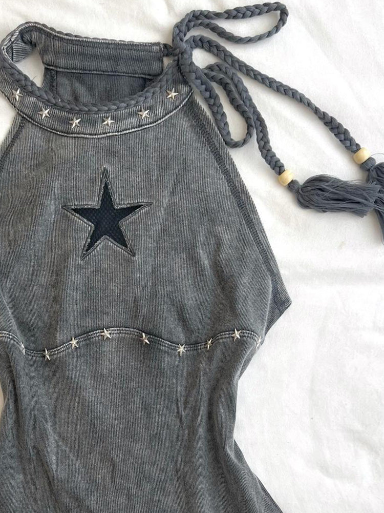 y2k gray halter-neck camisole