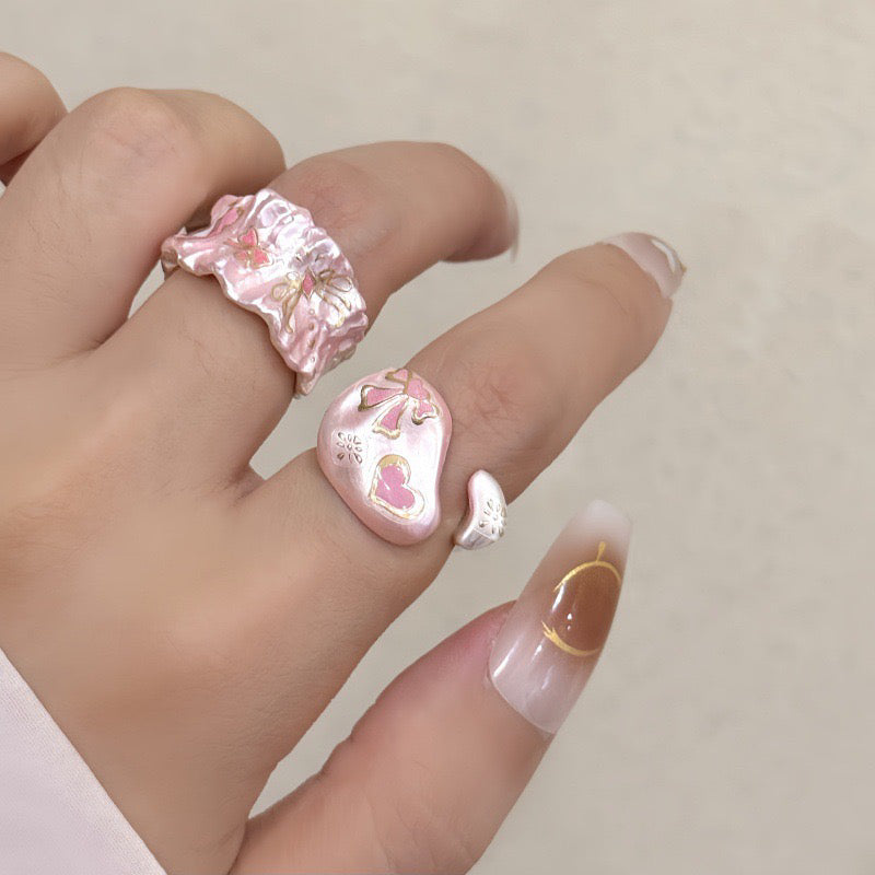 handmade enamel dripping oil cat bow applique ring