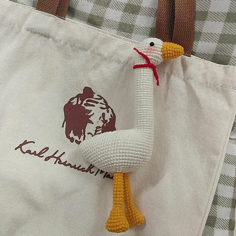 DIY crochet woolen white goose doll pendant
