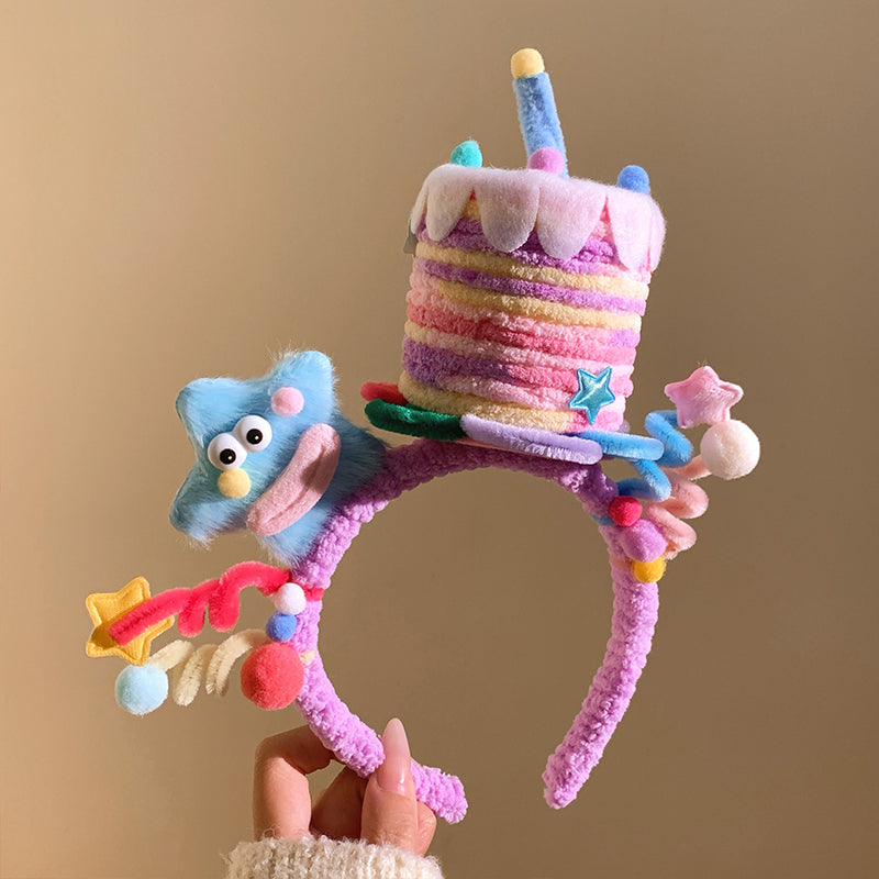 Cute Pink Birthday Cake Plush Headband
