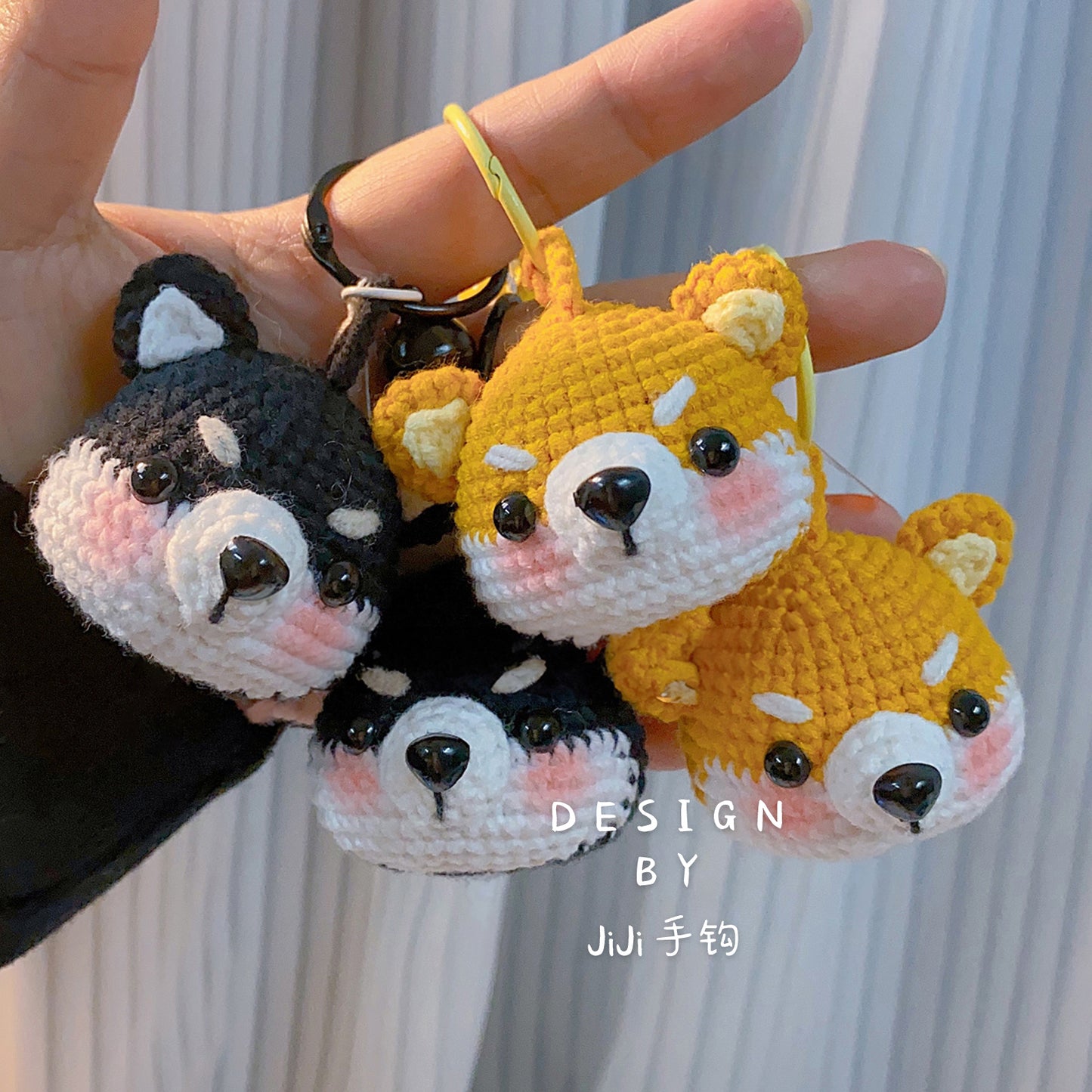 DIY crochet Akita dog keychain
