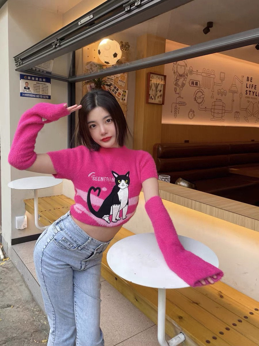 y2k pink soft knit shirt