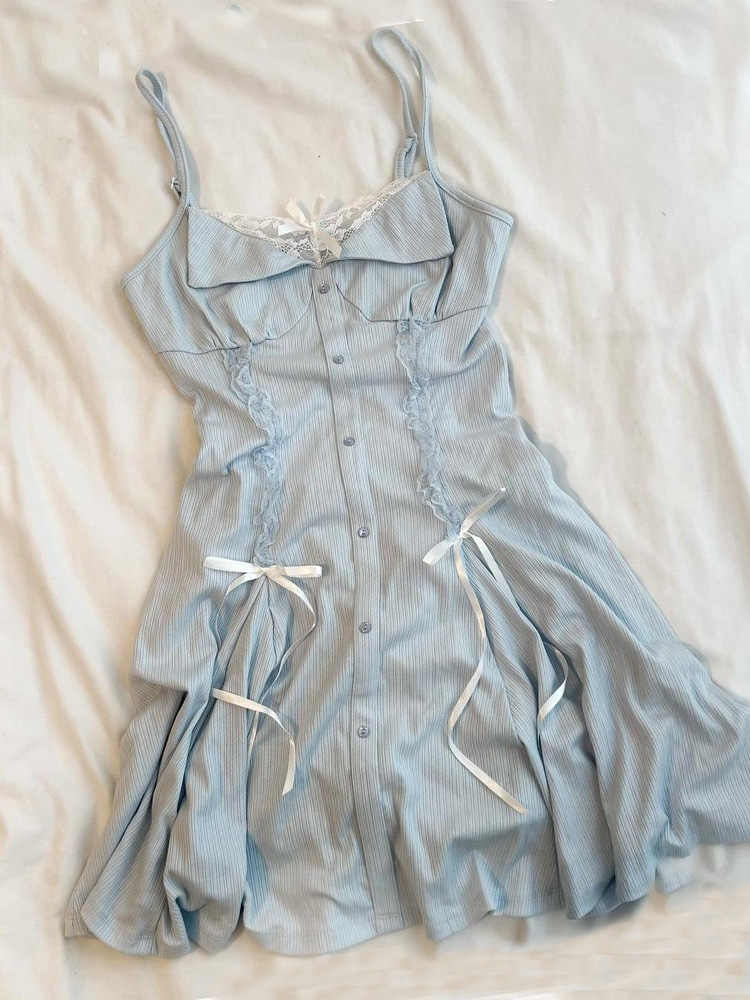 Fairy Blue Bow Straps Dress