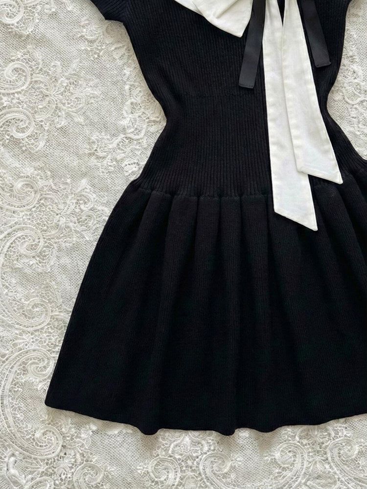 dark coquette bow preppy dress