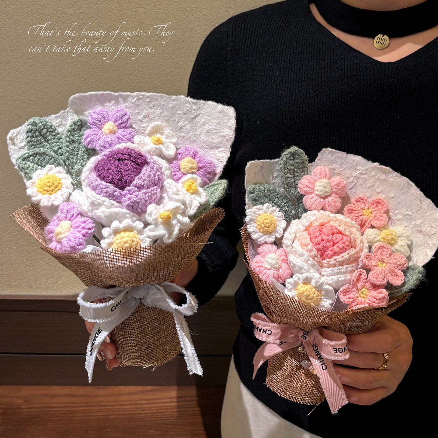Valentine's Day hand-knitted bouquet