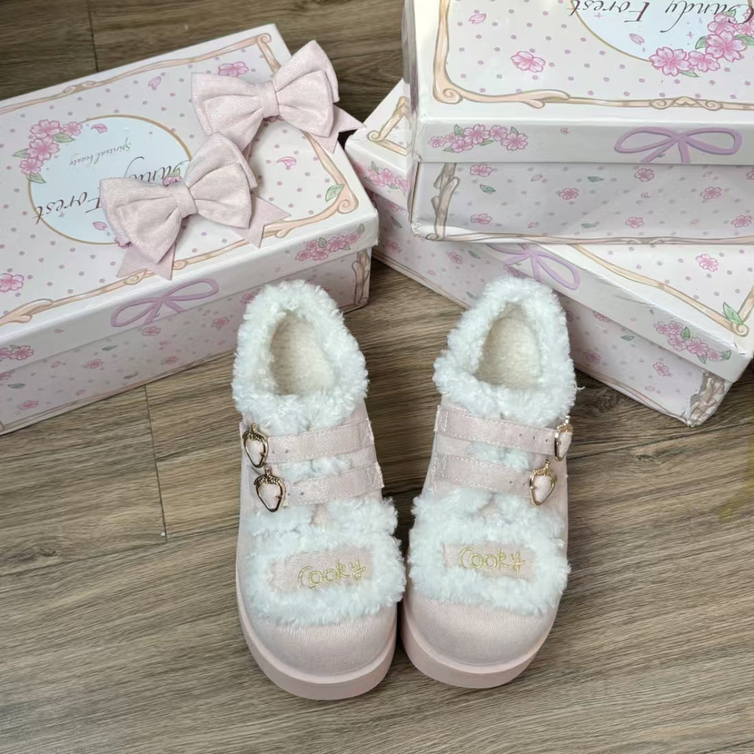 kawaii winter thick-soled velvet shoes