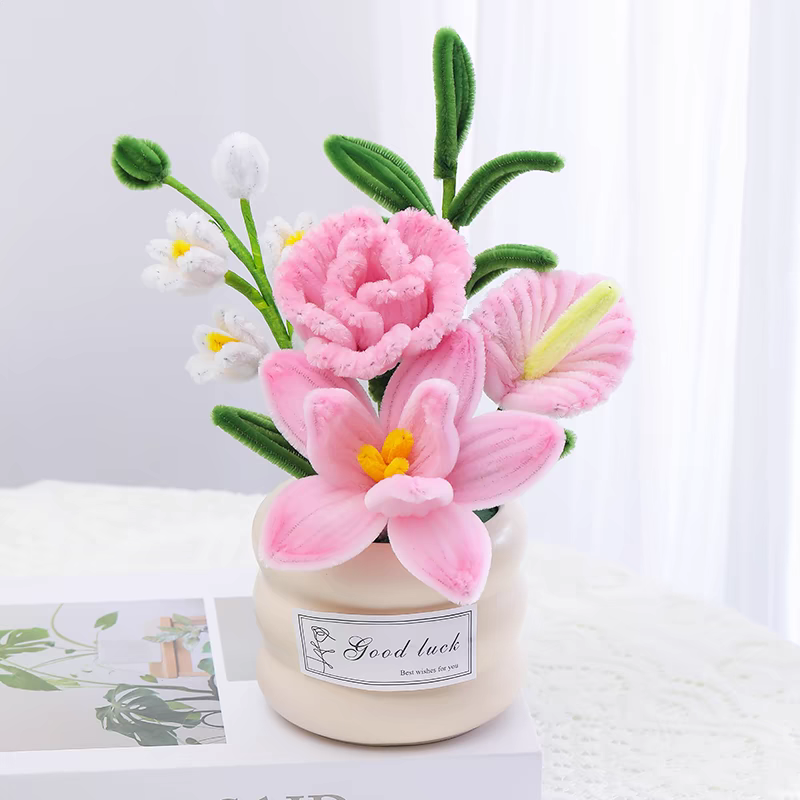 Finished twist stick large potted plant