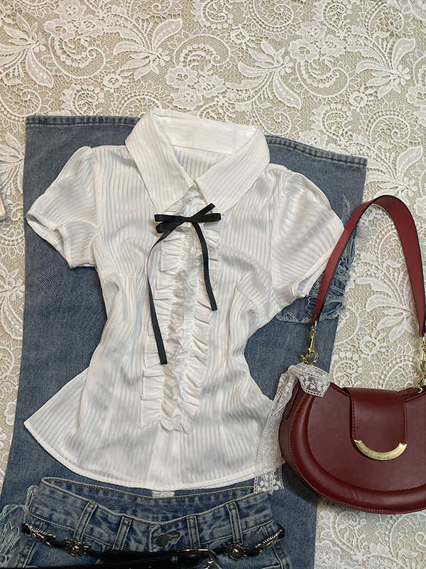 Vintage White Striped Shirt