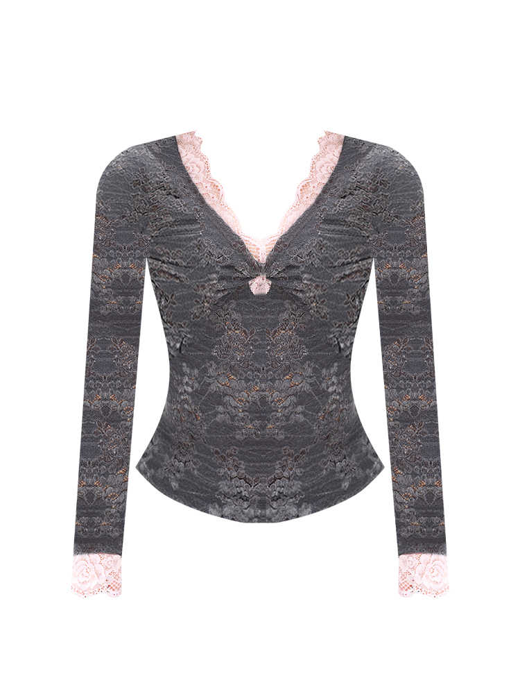 Tea Break Lace Long-sleeved Top