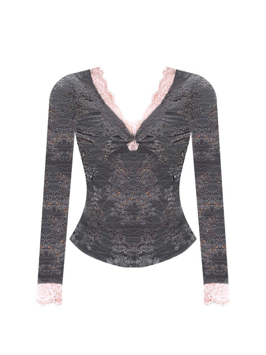 Tea Break Lace Long-sleeved Top