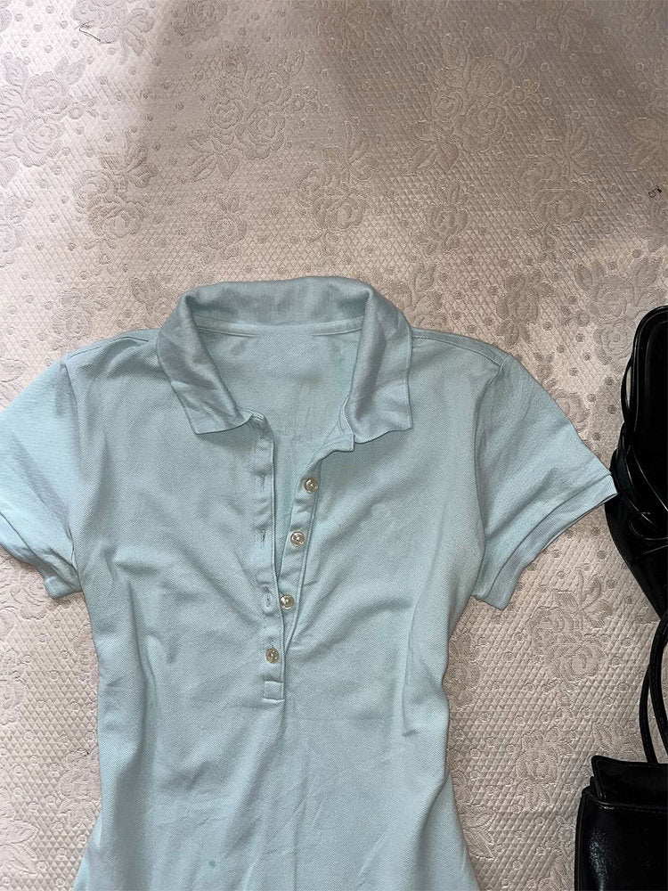 retro baby blue polo shirt