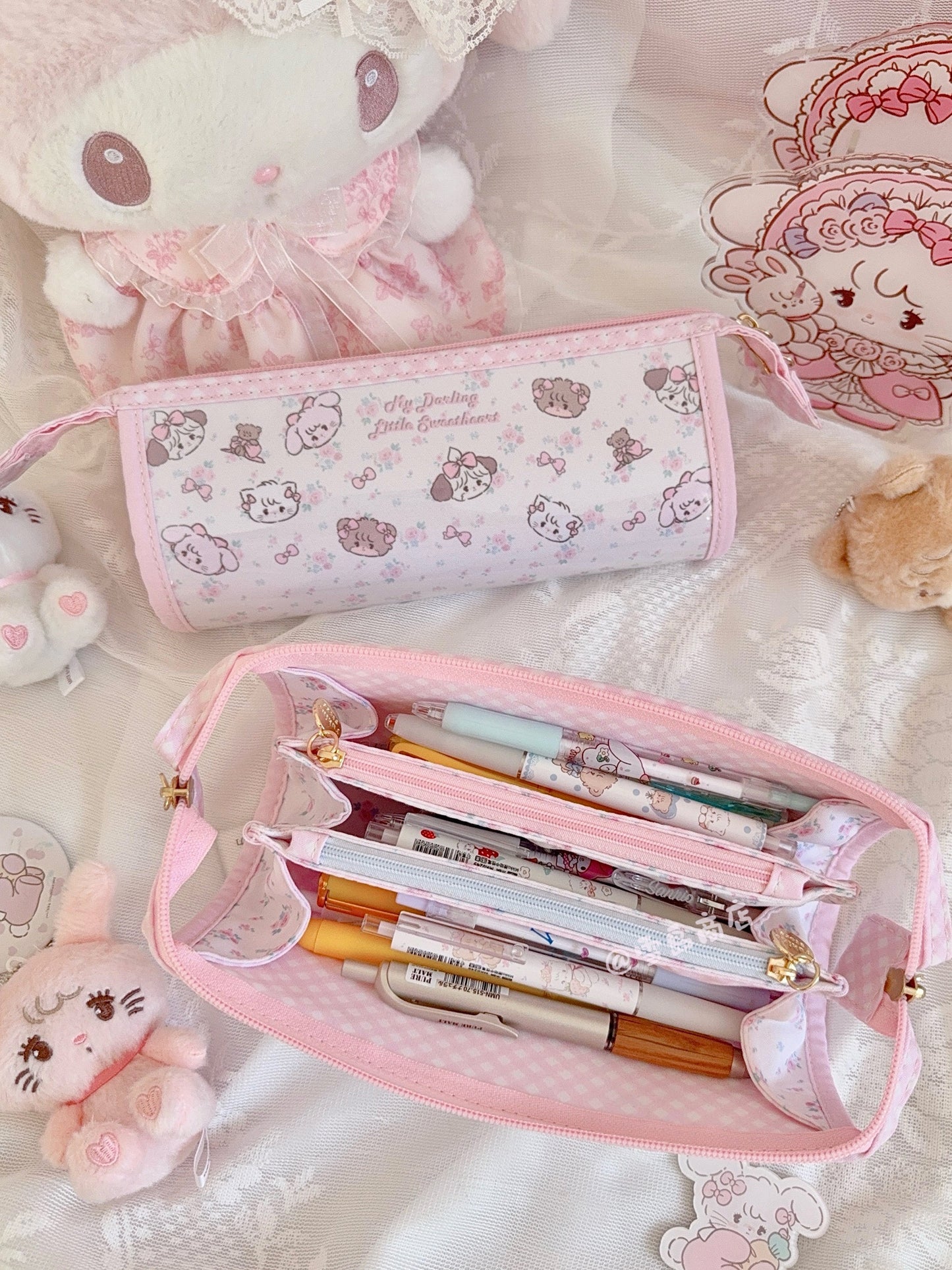 kawaii pink Pencil bag