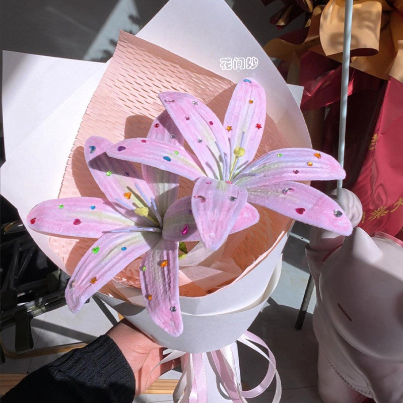 Rhinestone Lily Chenille Stem Bouquet DIY Craft Kit