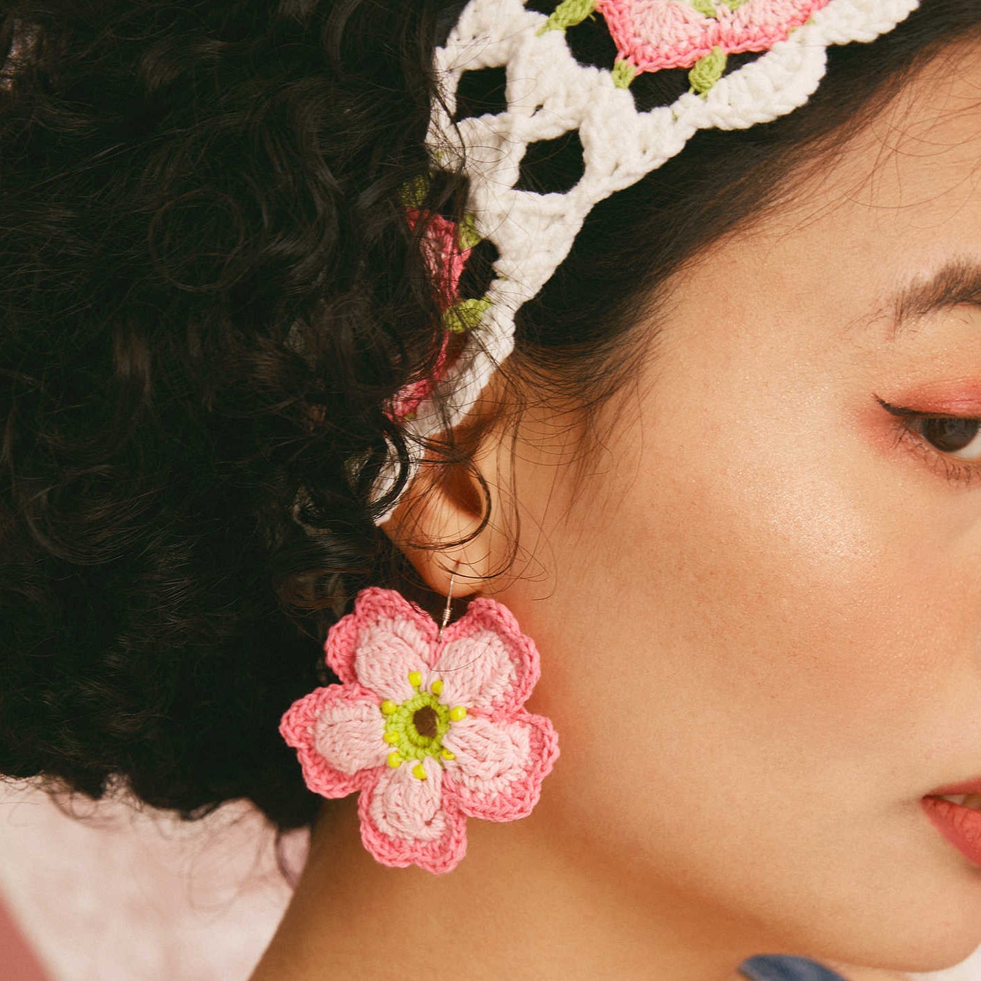 Cherry Blossom Crochet Earrings