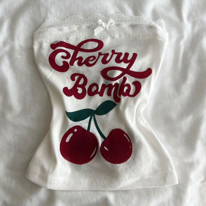 Cherry Printed Crop Top