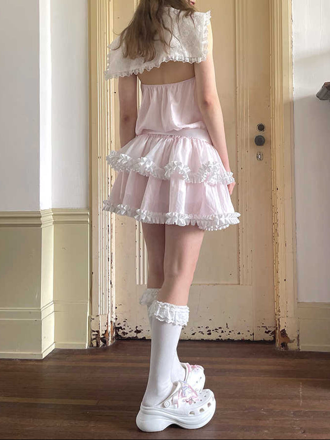 Angel Pink Lace Bow Dress