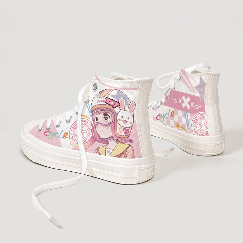 motorcycle hat girl kawaii shoes
