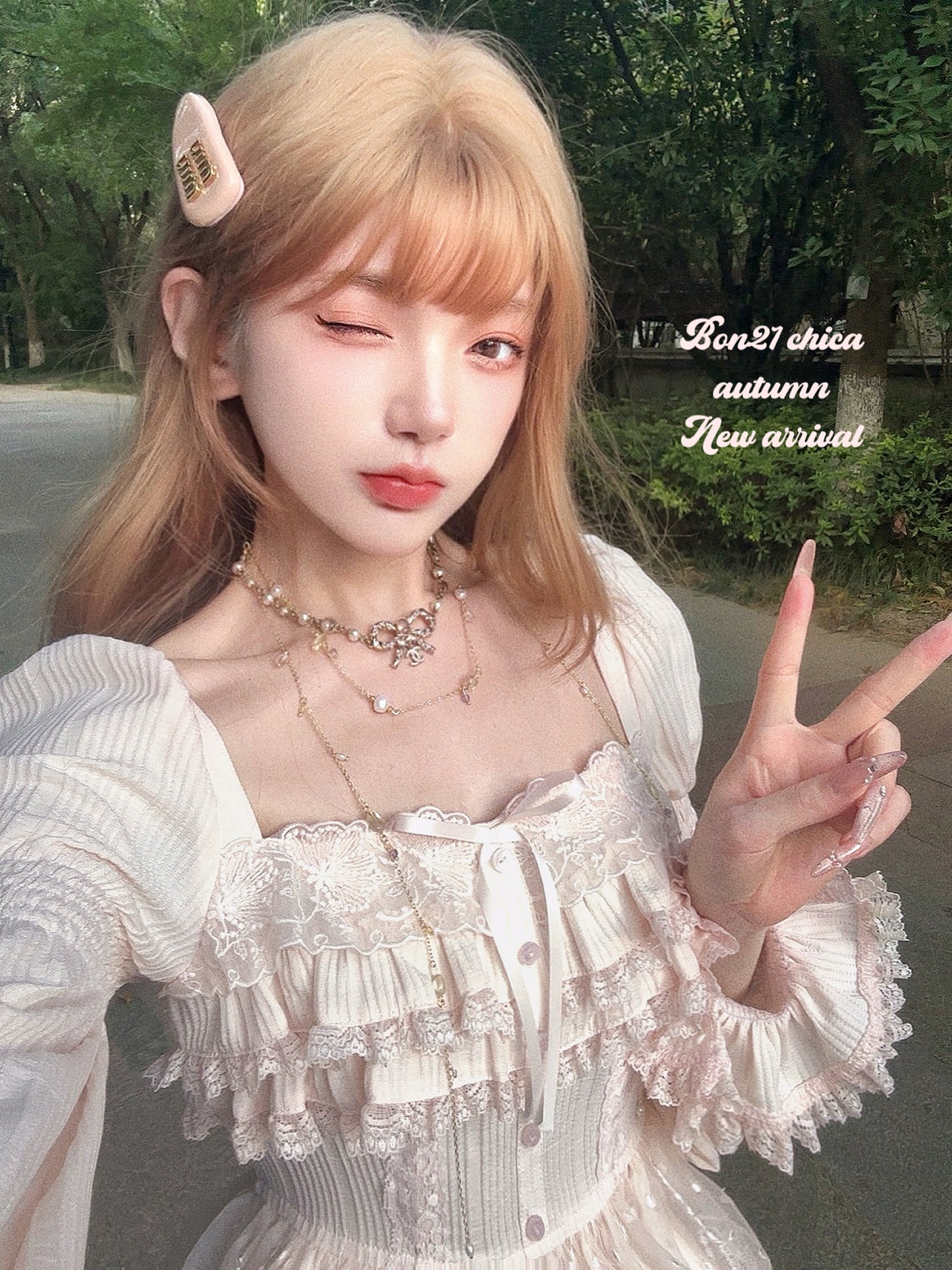 Lace vintage princess long-sleeved shirt