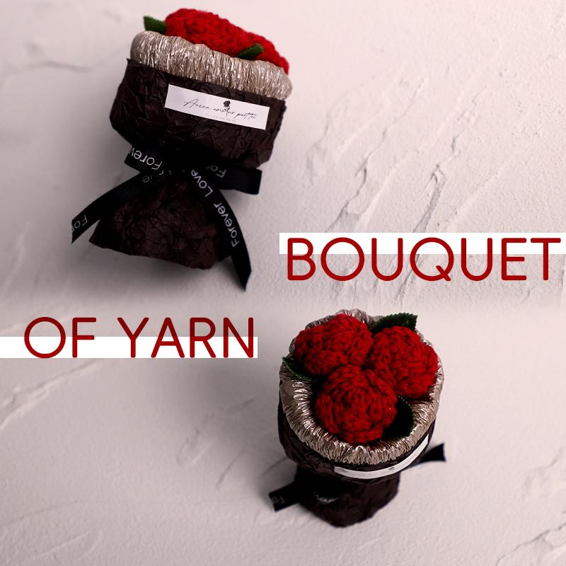 knitted handmade woolen rose bouquet