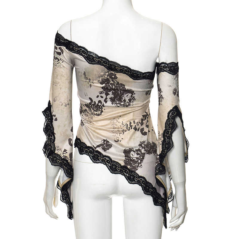 Y2K Irregular Off-Shoulder Long-sleeved Top