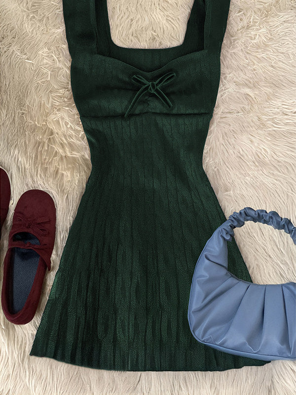 knit bow suspender dress