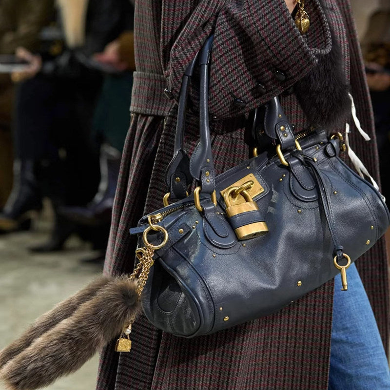 Y2K Vintage Studded Lock Top Handle Bag