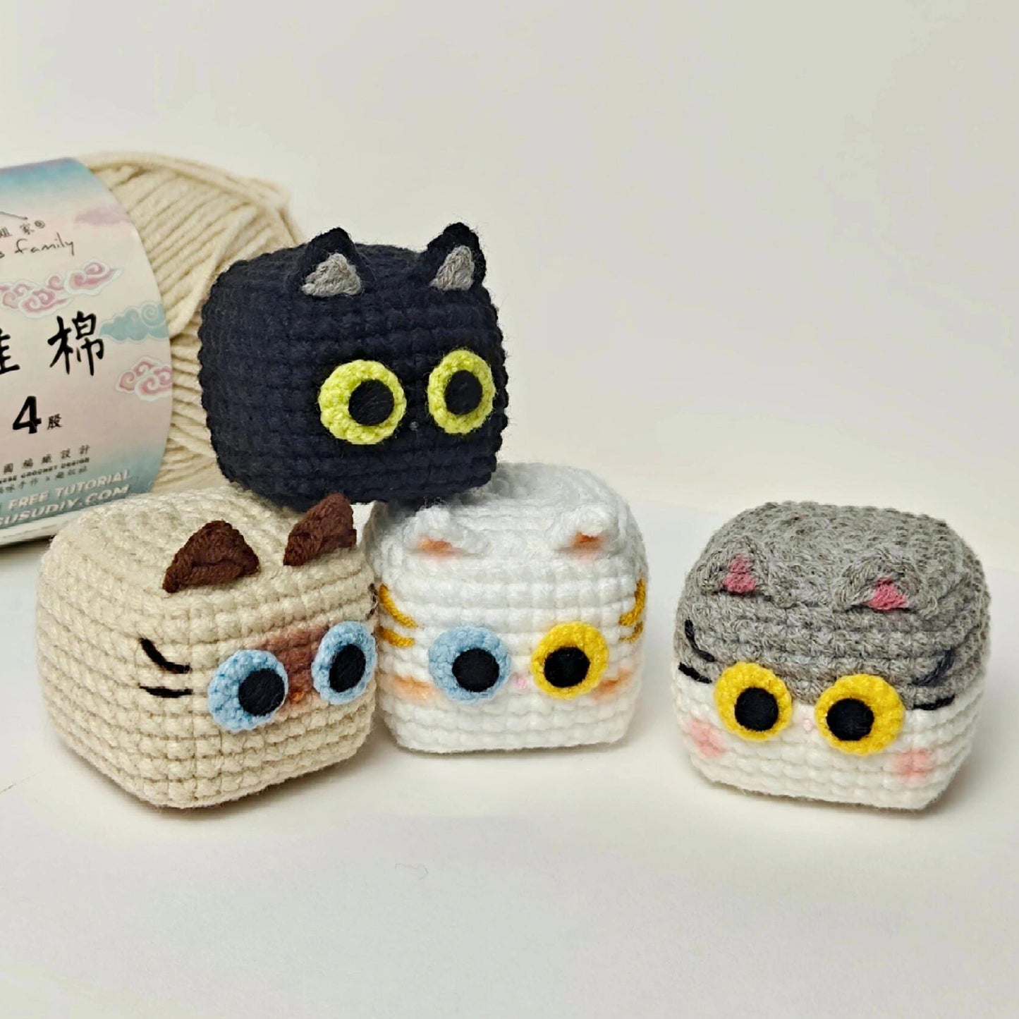 diy wool cute little black cat material bag