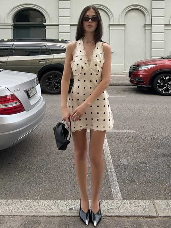 Retro Polka Dot Suspender Dress
