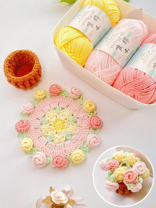diy wool spring daisy coaster material package