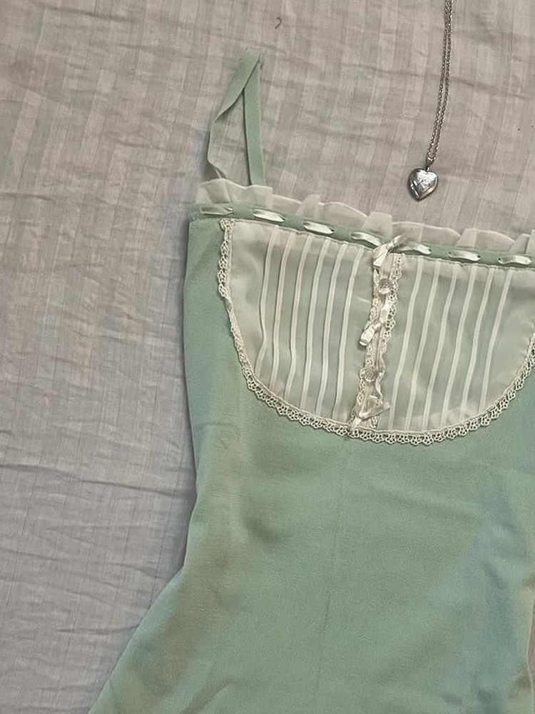 French Green Lace Top