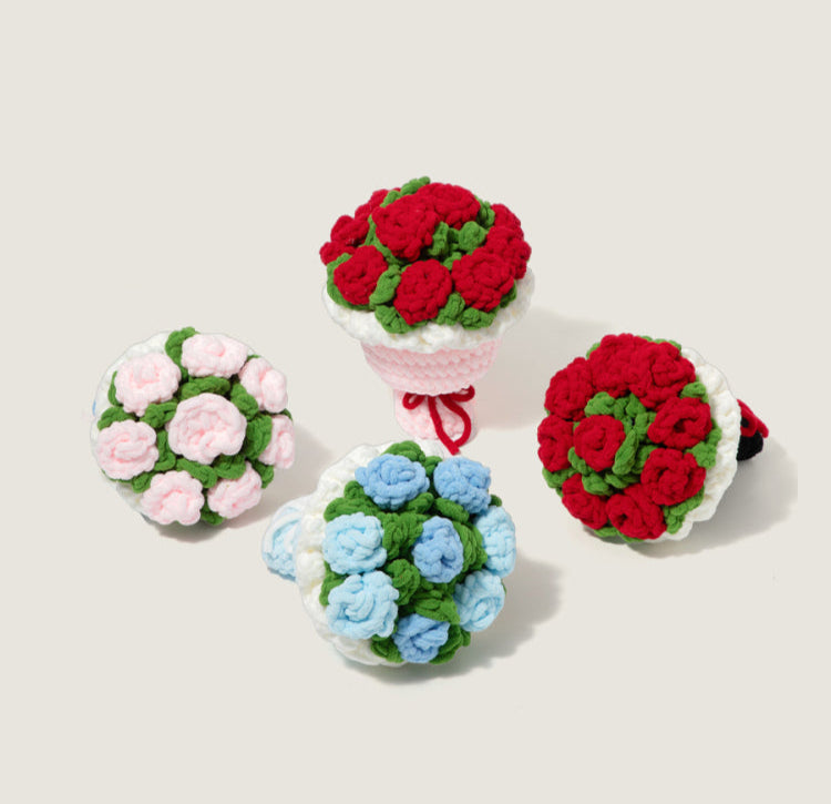 Hand-knitted oversized rose bouquet