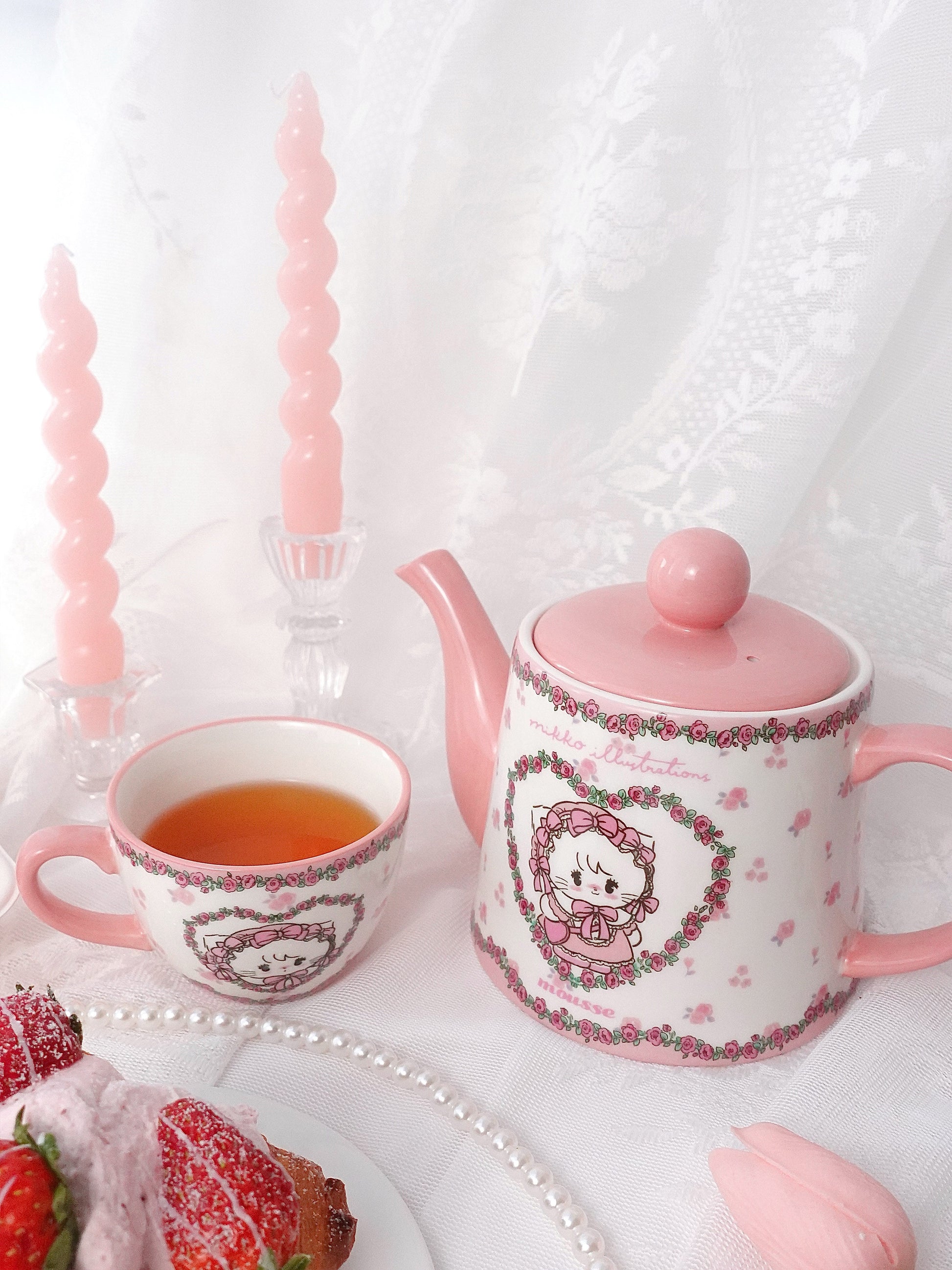 strawberry kawaii mug
