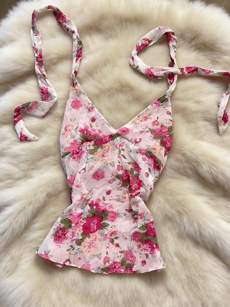pink floral tank top