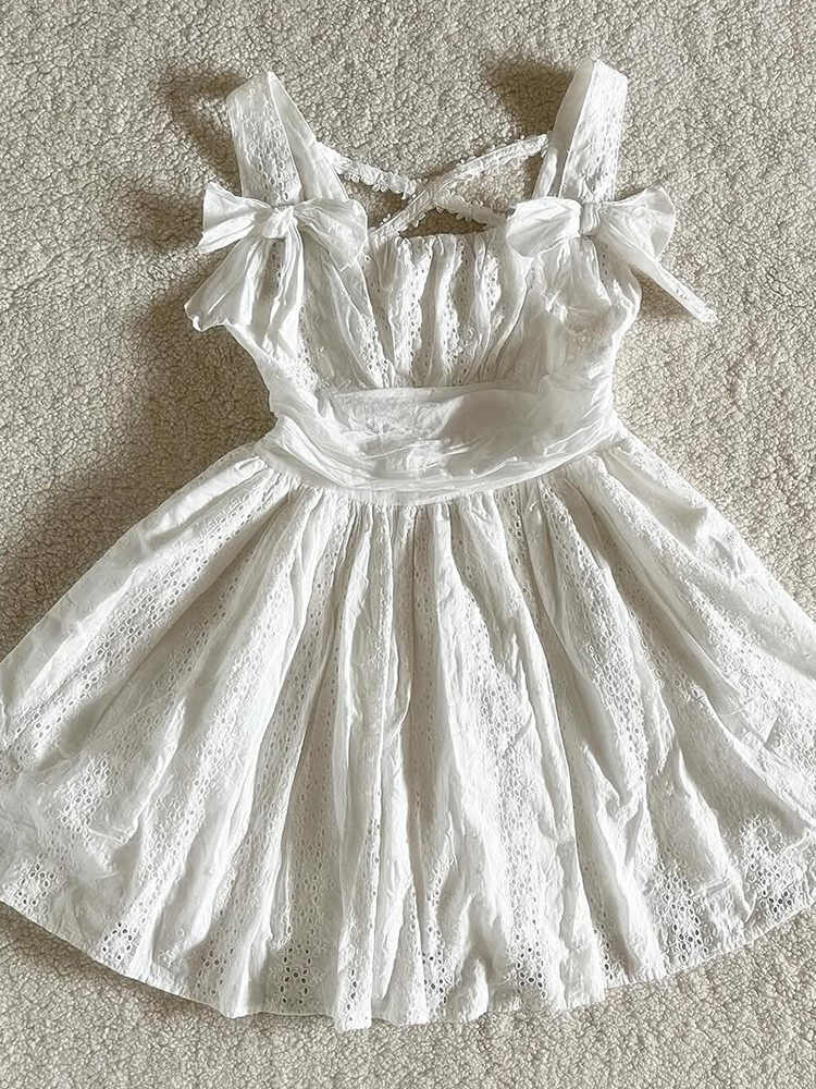 French Retro White Lace Dress