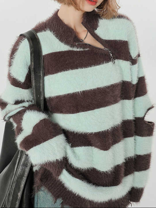 Y2K Retro Loose Striped Sweater