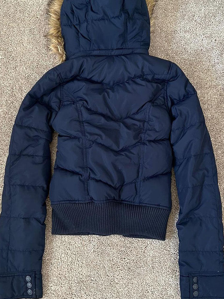 retro navy down jacket