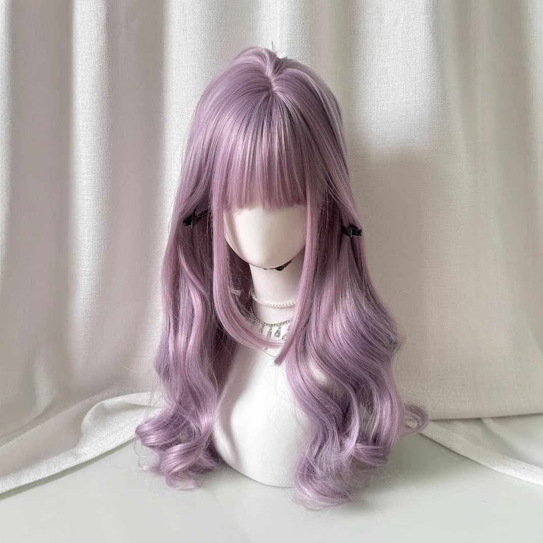 Purple Sideburns Long Curly Wig