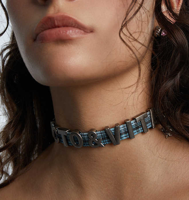 Letter Belt Plaid Y2K Choker