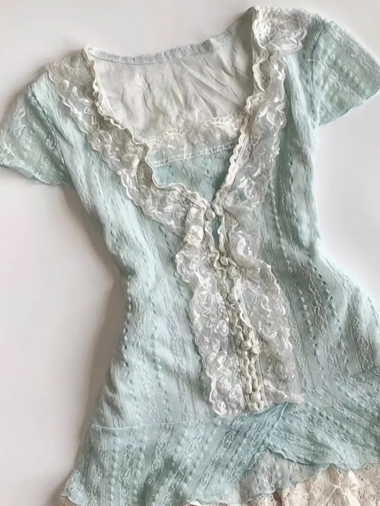 Ballet Ancient Daughter Elegant Lace Short Skirt Set